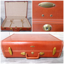 Vtg 1950s Samsonite Streamlite Suitcase "O-nite" 21" Saddle Tan Shwayder Denver