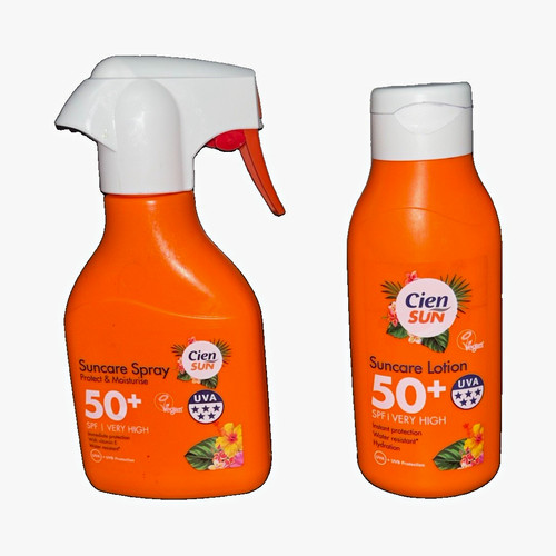 Cien Sun SPF 50+ Vegan Water Resistant Spray & Lotion Set 250ml