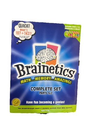 Brainetics Math Memory Amazing Complete Set Parts 1 & 2 Inclds 5 DVDS Playbooks