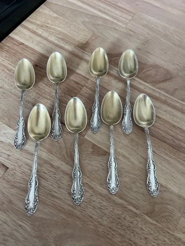 New Listing8 Gorham Sterling Silver Spoons Patent 1892.. Gold Wash.. 4 3/4 “