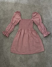 Reformation Pink Square Neck Linen Dress Cottage Size Small Coquette