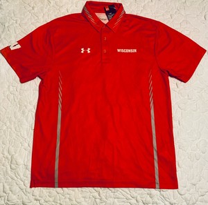 UNDER ARMOUR Wisconsin Badgers Armourfuse Golf/Polo Shirt 1293921 Mens Sz L -Red 190510090209 | eBay