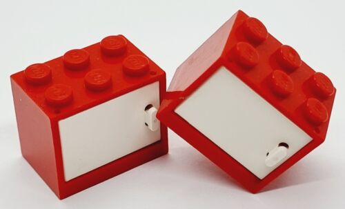 LEGO Zubehör 2 Stück Box Container Schrank Tür 2x3x2 rot weiß TOP - Bild 1 von 1