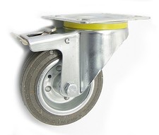 Transportrollen Vollgummirad &Oslash; 100 mm Lenkrollen mit Bremse grauem Reifen *15SH