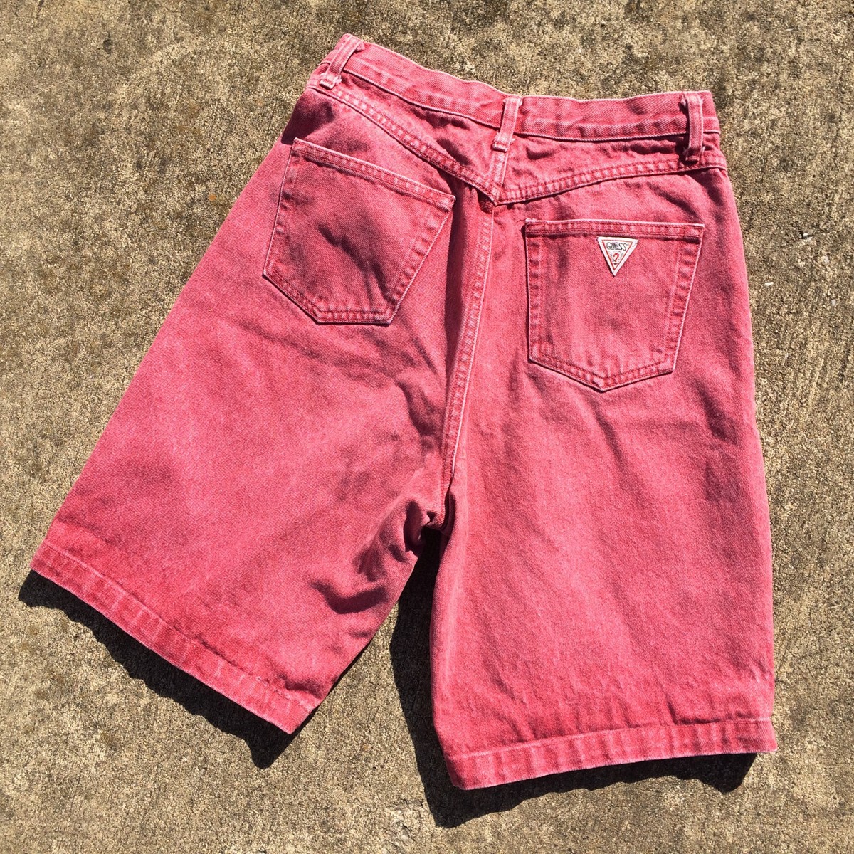 Vintage 27 Guess Jeans Georges Marciano Denim Shorts Red Hip Hop