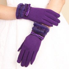 Lady Thermal Gloves Faux Fur Trim Fleece Lined Gloves Riding Driving Gloves Warm