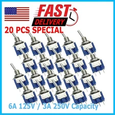 20 PCS MTS-102 SPDT Mini Toggle Switch ON-ON 3-Position 6A/125VAC ~ US STOCK