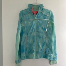 IVIVA Girls Blue Green Athletic Rain Jacket Zip Up Hood Sz 12
