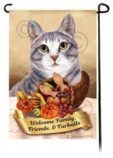 Tuxedo Cat Thanksgiving Garden Flag
