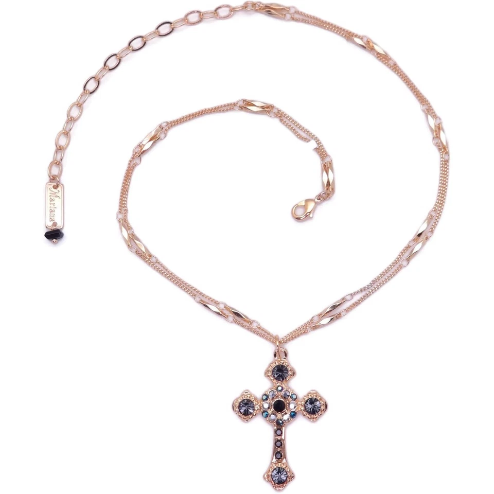 Collar Colgante Cruz Oro Mariana Rocky Road Gris Negro Plata Mezcla 1149 Nuevo con Etiquetas Foto 3 de 3