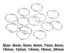 Silver Keyring Split Rings Key Chain Craft Jewellery Links Various Sizes 4-20mm