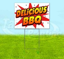 DELICIOUS BBQ Yard Sign Corrugated Plastic Bandit Lawn Decorations USA