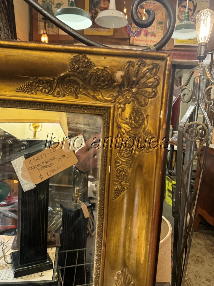 ESPEJO SOBREVESTIMIENTO FRANCÉS DE MADERA DORADA DEL SIGLO XIX.  ¡IMPRESIONANTE!  48,5" X 38".  L00k!!! Foto 2 de 4