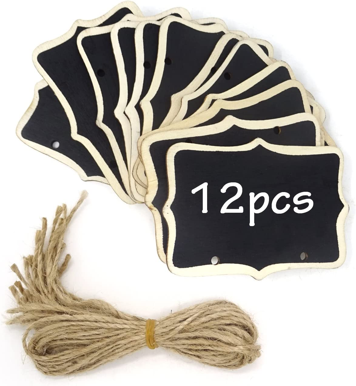 12PCS 8.5X6Cm/3.35X2.36Inch Mini Chalkboards Signs Hanging Blackboard Double Sid