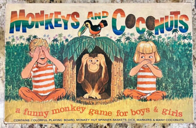 Monkeys & Coconuts Schaper Mfg. VTG Board Game 1965 Toy Complete Family Fun 402