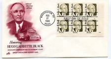 2172 5c Hugo Lafayette Black, ArtCraft, plate block , FDC