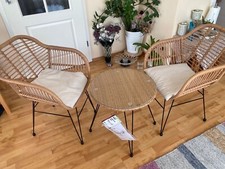 Casaya Balkonmöbelset Mala 2 Sitzplätze Polyrattan/Stahl Balkonmöbel Gartenmöbel