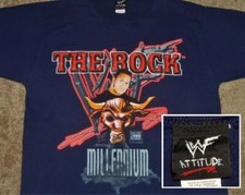 VINTAGE 00's THE ROCK "MILLENNIUM" WWF ATTITUDE ERA WRESTLING WWE SHIRT S/M