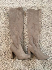 Top Moda Zola 22 Inch Over The Knee Women's Size 8.5 Hi Heeled Boots Taupe Suede