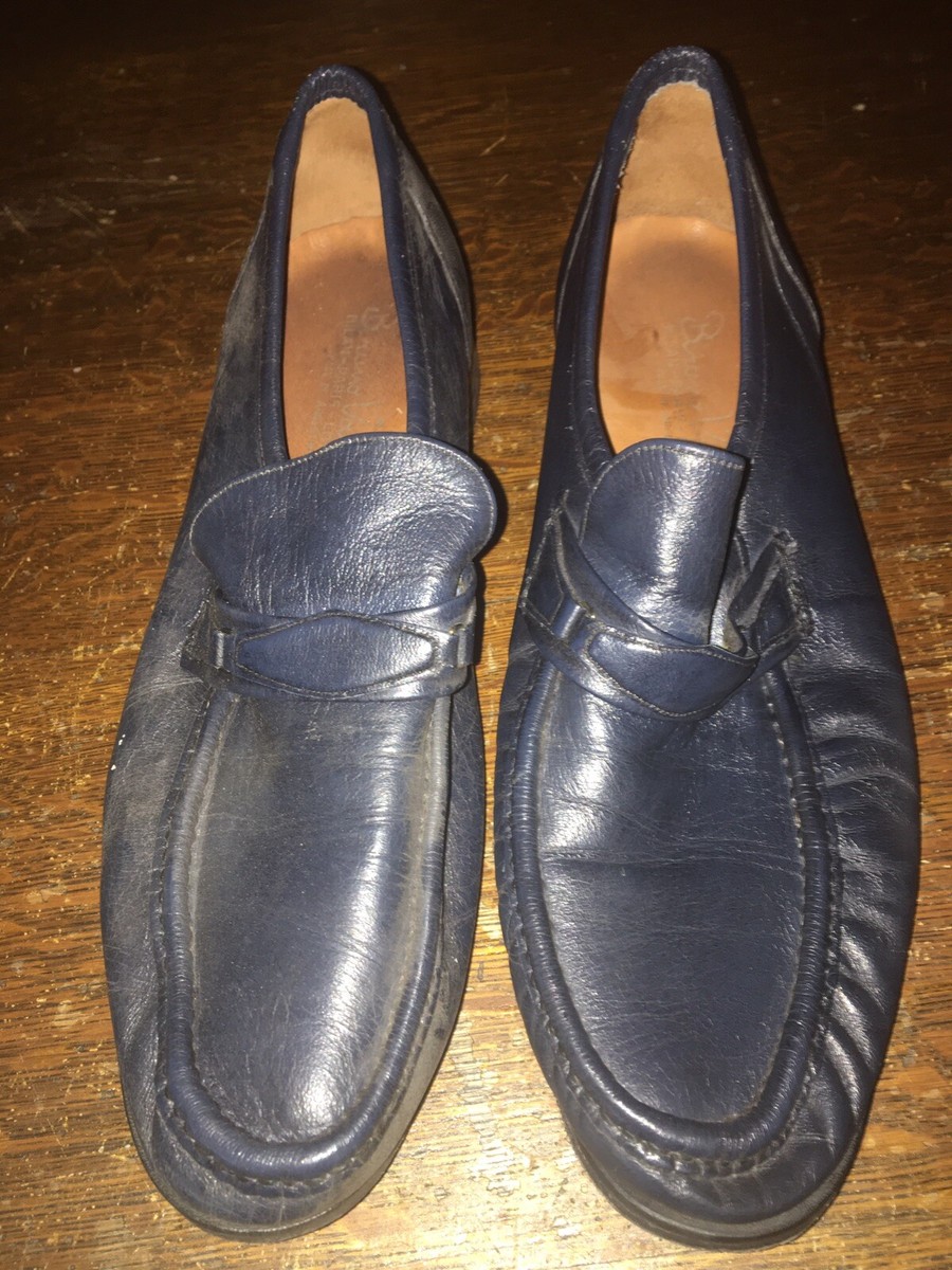 Vintage Bruno Valenti Mens Loafers Dress Shoes Navy Blue  display picture 3