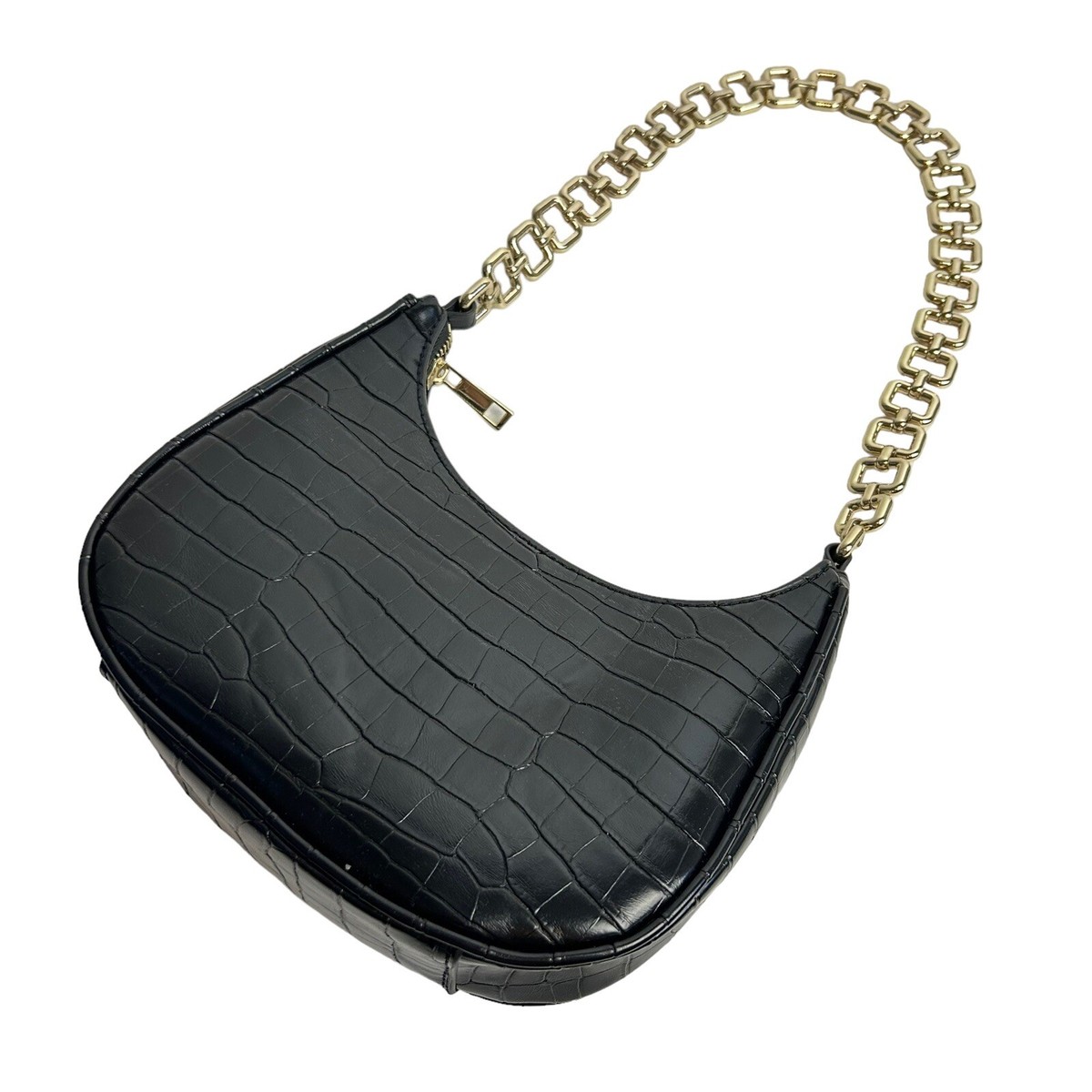 Zara Black Croc Crossbody Leather Zara Mock Croc Bag Zara Black
