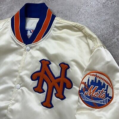 RARE VTG 90s MLB NEW YORK METS STARTER SATIN JACKET MADE IN RARE VTG 90s MLB NEW YORK METS STARTER SATIN JACKET MADE IN