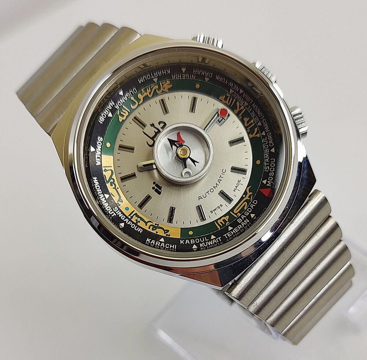 Dalil Muslim Automatic Watch 1970s Swiss NOS New Old Stock Dalil Muslim Automatic Watch 1970s Swiss NOS New Old Stock