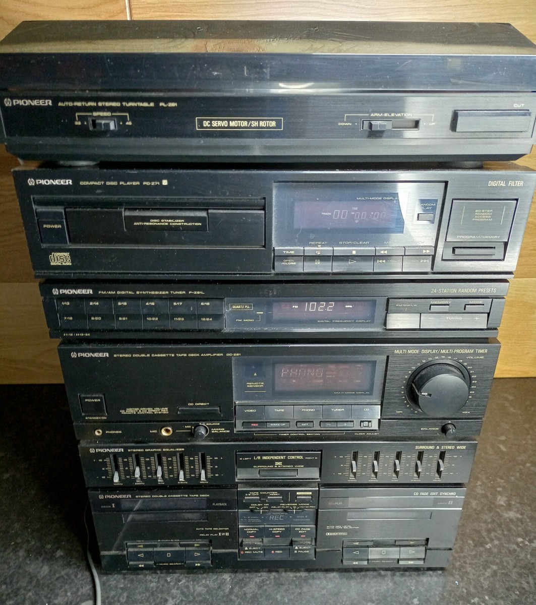 Pioneer Dc-Z81 Complete Hi Fi System Cassette Deck Tuner Turntable