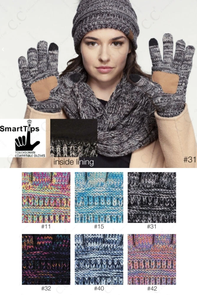 ScarvesMe C.C Women's Fleece Lined Knit Cuff Winter Thic Multi Color Soft Gloves
