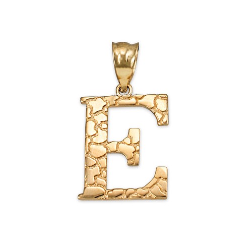 Yellow Gold Nugget Letter Initial Pendant Necklace - Picture 26 of 75