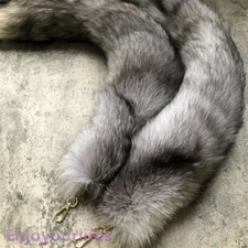 70cm/27.5" Long Real Fox Fur Tail Keychain Adult Games Furry Cosplay Toy Pendant