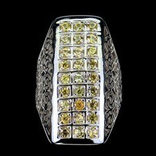 925 Sterling Silver Ring Round Yellow Sapphire Natural Gemstone Jewelry Sz 7.5