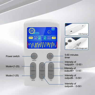 OSITO Rechargeable TENS Machine 2 Channel EMS Pulse Massager for Chronic, Sciatica