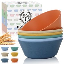 Wheat Straw Bowl Sets of 6 - 36oz Cereal Bowls with Textured DesignLarge Soup...
