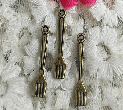 Free Ship 160 pcs bronze plated fork charms 25x5mm H-3197