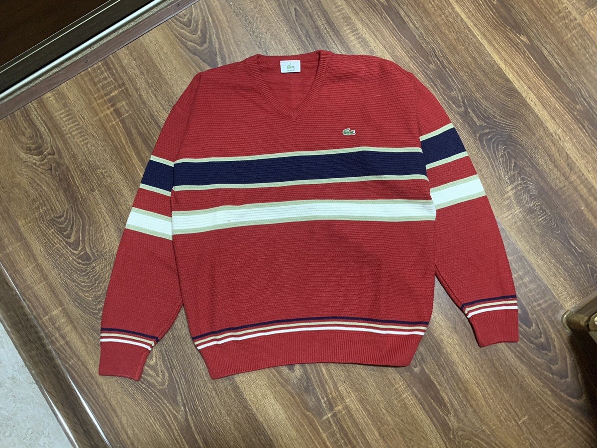 J448/90s LACOSTE DEVANLAY セーター Vネック ロゴ 4 Vintage Lacoste Devanlay sweater Size 4/S | eBay
