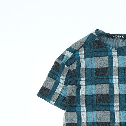 Select Womens Green Check Cotton Blend T-Shirt Dress Size 6 Snap - Picture 3 of 12