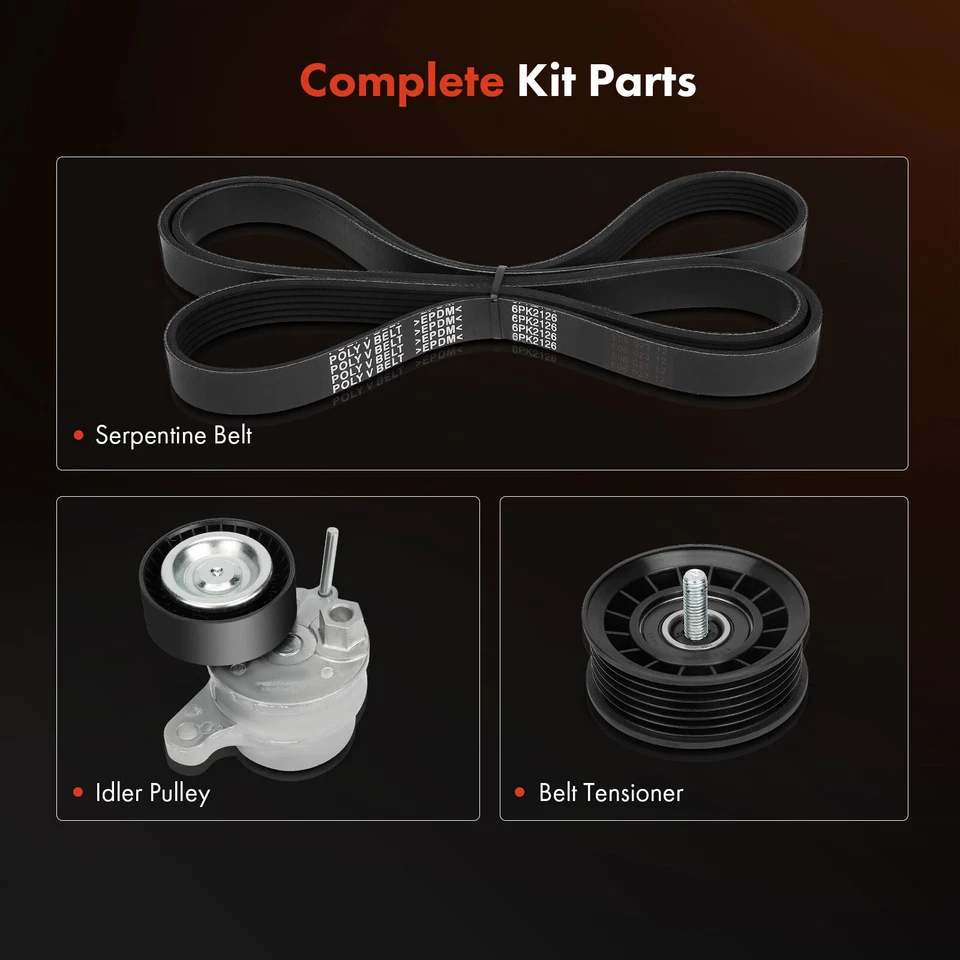 3x Serpentine Belt Drive Component Kit for Mercedes-Benz C400 C43 AMG C450 AMG - Image 2 of 4