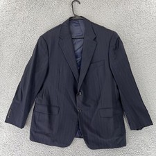 Hickey Freeman Loro Piana Tasmanian Jacket Men 44R Super 150  s Blue Stripe READ