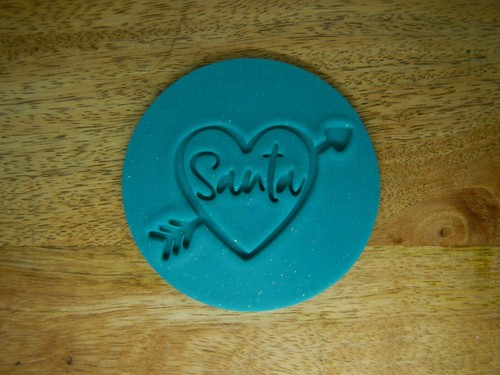 Santa in Cupids Heart Cookie Stamp Fondant Embosser Father Christmas Gift - Picture 2 of 3