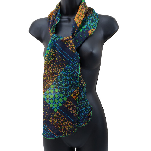 Women's Scarf Rectangular Multicolor Dotted Geome… - image 1