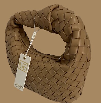 New URBAN EXPRESSIONS  Mini Jodie Woven Knot Small Beige Bag