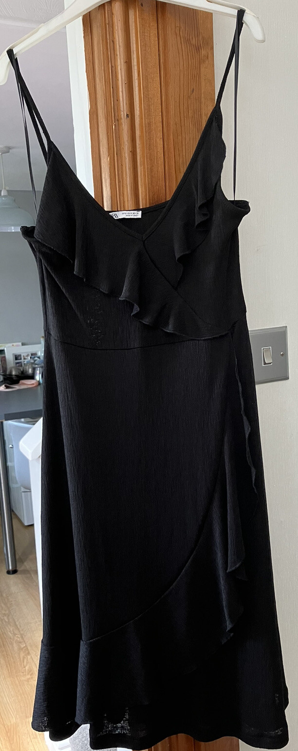 ZARA BASIC BLACK SLEEK THIN STRAP WRAPAROUND DRES… - image 1