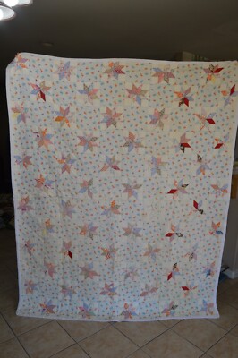 Vintage 8 Point Star Children's Quilt Elephant Circus Themed Blanket Crib