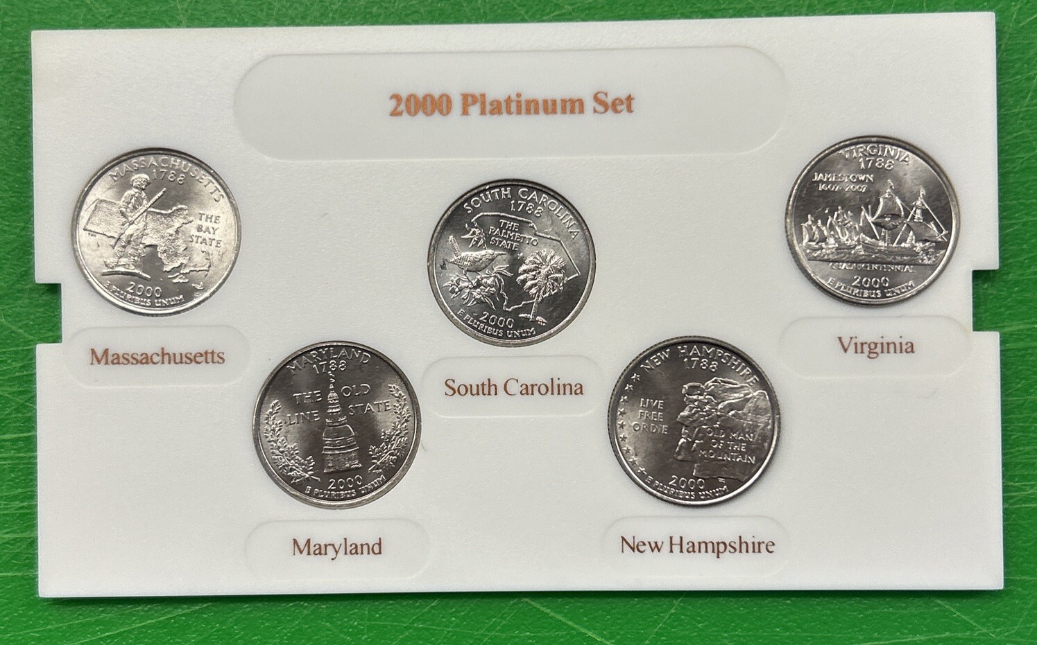 2000 P 50 STATE PLATINUM COMMEMORATIVE QUARTERS - 5 Coins - No Box & No ...