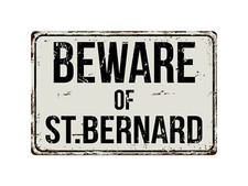 528VS Beware Of St Bernard 8 "x 12" Vintage Aluminum Retro Metal Sign