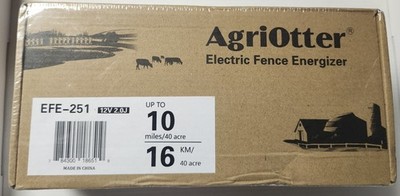 AgriOtter Electric Fence Energizer EFE-251 Up To 10 Miles/40 Acre 12v AC/Battery