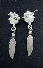 Vintage Old Pawn Navajo Native American Sterling Turquoise Dangle Earrings — photo 4