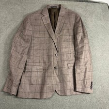 Lauren Ralph Lauren Mens Brown Windowpane Check Two Button Blazer Sport Coat 48R