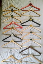 Lot of 18 Vintage Wooden Suit Dress Hangers Dept Store ROGERS HUDSONS JACOBSONS